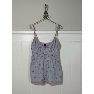 Vintage Y2K Laura Ashley Gingham Floral Lace Trim Cami · Cottagecore Babydoll